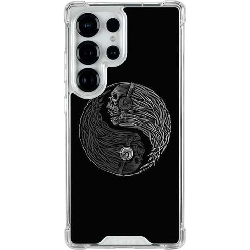 Liquid Blue Yin Yang Music Skulls Galaxy S25 Ultra Clear Case