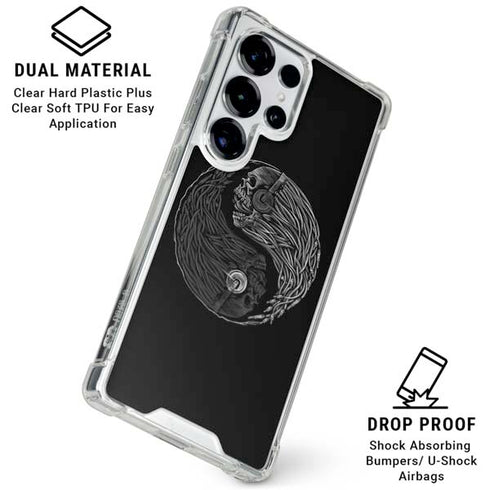 Liquid Blue Yin Yang Music Skulls Galaxy S25 Ultra Clear Case