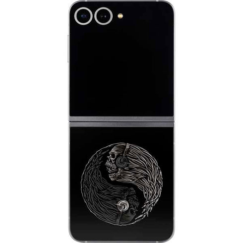 Liquid Blue Yin Yang Music Skulls Galaxy Z Flip6 Skin