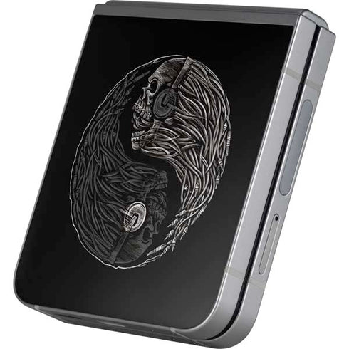Liquid Blue Yin Yang Music Skulls Galaxy Z Flip6 Skin