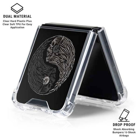 Liquid Blue Yin Yang Music Skulls Galaxy Z Flip6 Clear Case