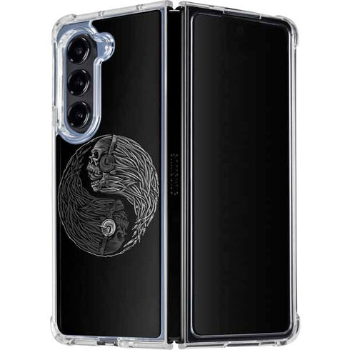 Liquid Blue Yin Yang Music Skulls Galaxy Z Fold5 5G Clear Case