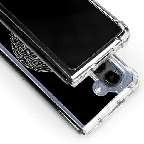 Liquid Blue Yin Yang Music Skulls Galaxy Z Fold5 5G Clear Case