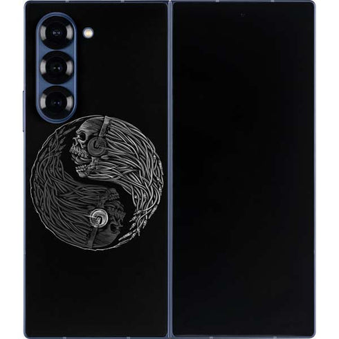 Liquid Blue Yin Yang Music Skulls Galaxy Z Fold6 Skin