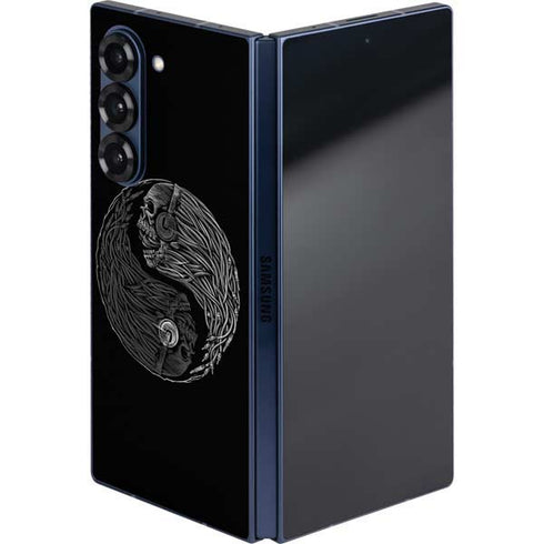 Liquid Blue Yin Yang Music Skulls Galaxy Z Fold6 Skin