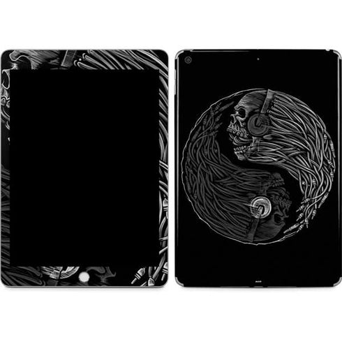 Liquid Blue Yin Yang Music Skulls Apple iPad Skin
