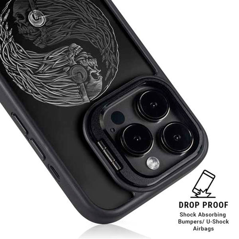 Liquid Blue Yin Yang Music Skulls iPhone 13 Pro Kickstand Case