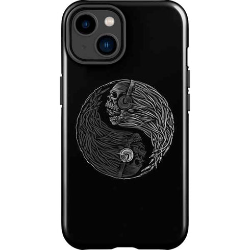 Liquid Blue Yin Yang Music Skulls iPhone 15 Impact Case