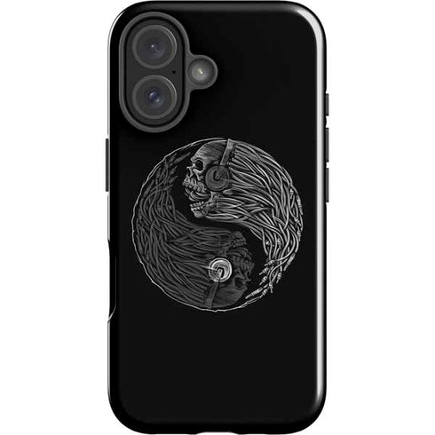 Liquid Blue Yin Yang Music Skulls iPhone 16 Impact Case