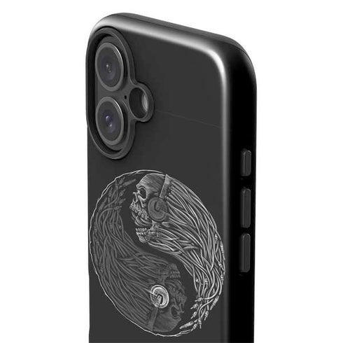 Liquid Blue Yin Yang Music Skulls iPhone 16 Plus Impact Case