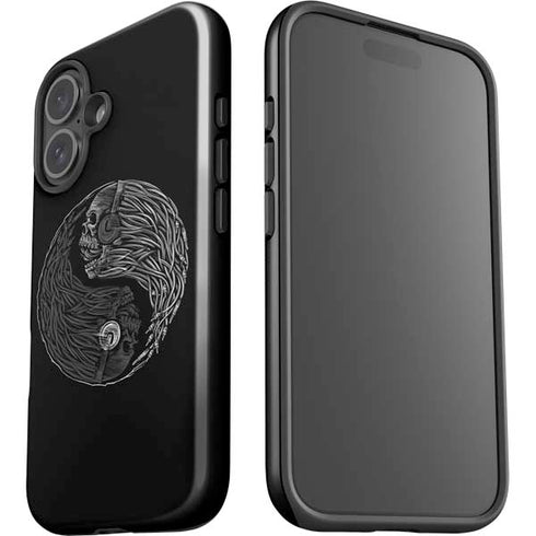 Liquid Blue Yin Yang Music Skulls iPhone 16 Plus Impact Case