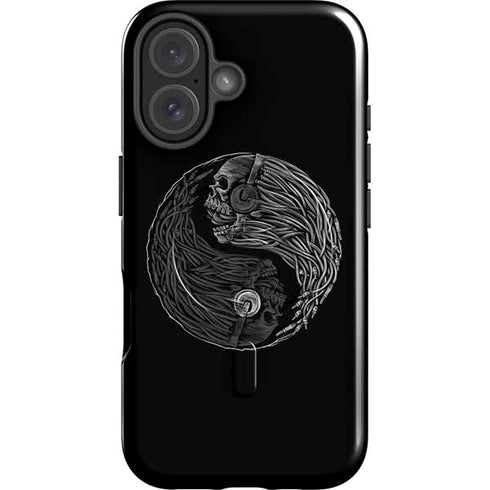 Liquid Blue Yin Yang Music Skulls iPhone 16 Plus Magsafe Impact Case