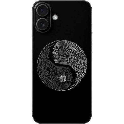 Liquid Blue Yin Yang Music Skulls iPhone 16 Plus Skin