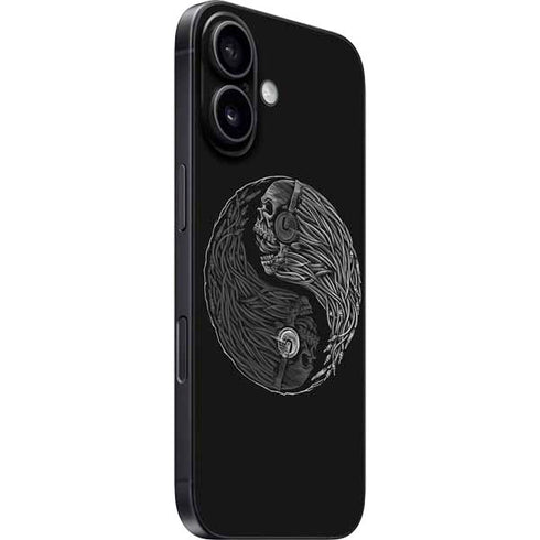 Liquid Blue Yin Yang Music Skulls iPhone 16 Plus Skin