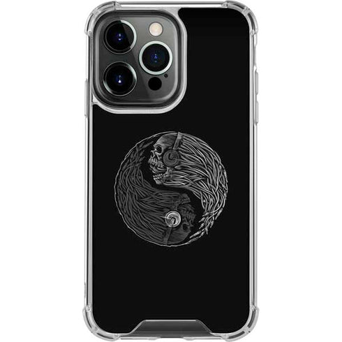 Liquid Blue Yin Yang Music Skulls iPhone 16 Pro Clear Case