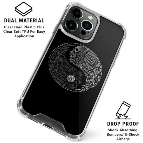 Liquid Blue Yin Yang Music Skulls iPhone 16 Pro Clear Case