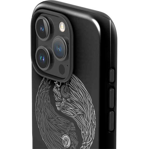Liquid Blue Yin Yang Music Skulls iPhone 16 Pro Impact Case