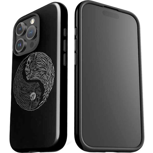 Liquid Blue Yin Yang Music Skulls iPhone 16 Pro Impact Case