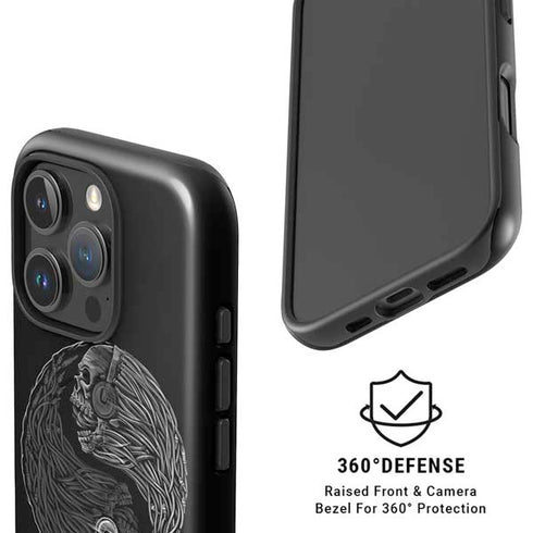 Liquid Blue Yin Yang Music Skulls iPhone 16 Pro Magsafe Impact Case