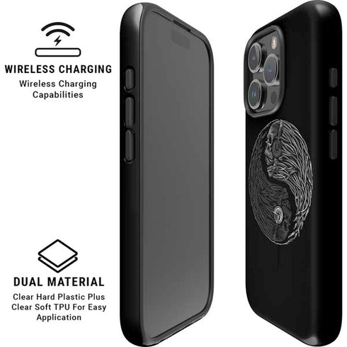Liquid Blue Yin Yang Music Skulls iPhone 16 Pro Magsafe Impact Case
