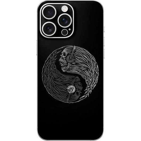 Liquid Blue Yin Yang Music Skulls iPhone 16 Pro Max Skin