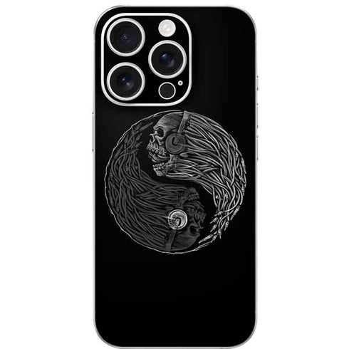 Liquid Blue Yin Yang Music Skulls iPhone 16 Pro Skin