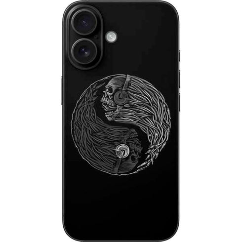 Liquid Blue Yin Yang Music Skulls iPhone 16 Skin