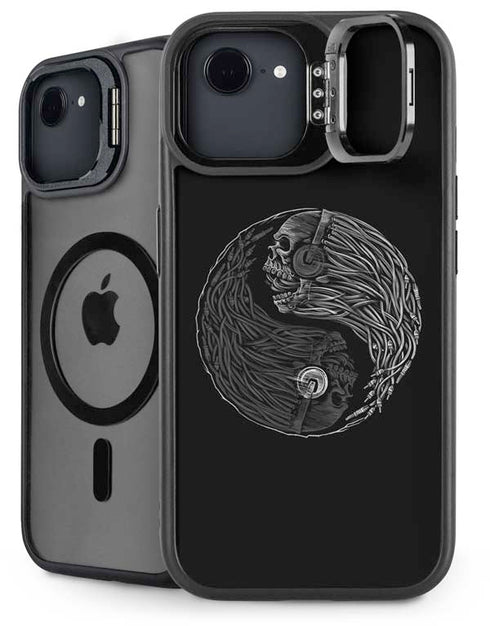 Liquid Blue Yin Yang Music Skulls iPhone 16e Kickstand Case