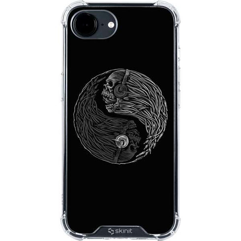 Liquid Blue Yin Yang Music Skulls iPhone 16e Clear Case