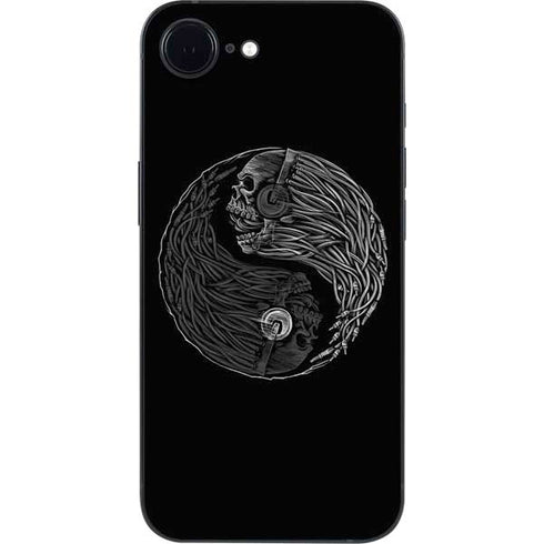 Liquid Blue Yin Yang Music Skulls iPhone 16e Skin