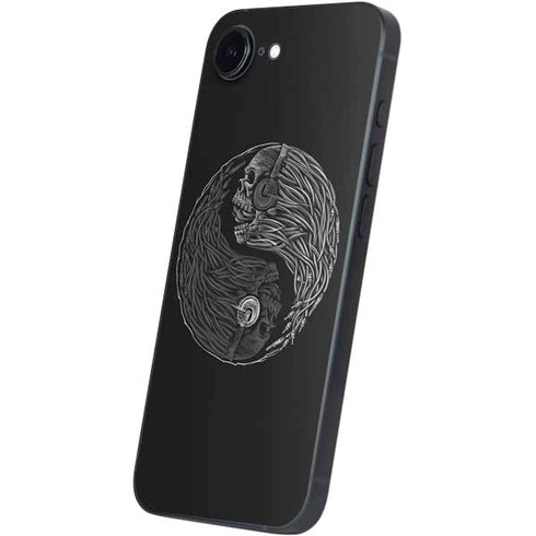 Liquid Blue Yin Yang Music Skulls iPhone 16e Skin