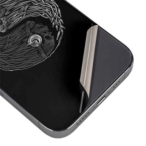 Liquid Blue Yin Yang Music Skulls iPhone 16e Skin