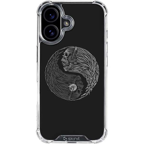 Liquid Blue Yin Yang Music Skulls iPhone 17 Clear Case