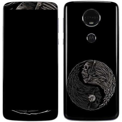 Liquid Blue Yin Yang Music Skulls Moto E5 Plus Skin