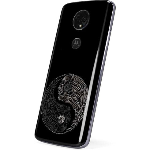 Liquid Blue Yin Yang Music Skulls Moto E5 Plus Skin