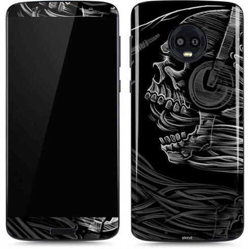 Liquid Blue Yin Yang Music Skulls Moto G6 Skin