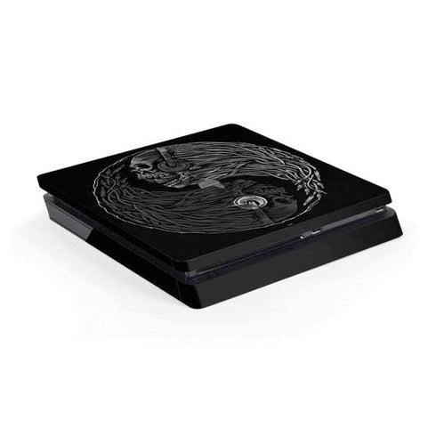 Liquid Blue Yin Yang Music Skulls PS4 Slim Skin