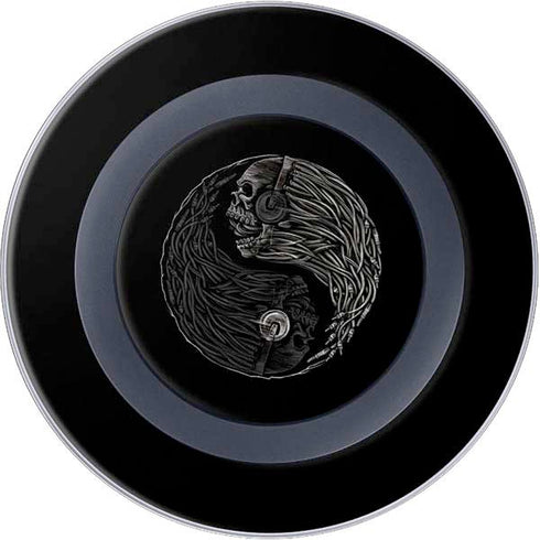 Liquid Blue Yin Yang Music Skulls Wireless Charger Skin