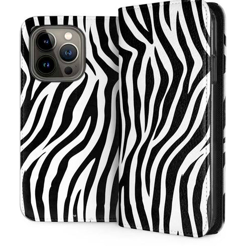 Zebra Print iPhone 14 Pro Folio Case
