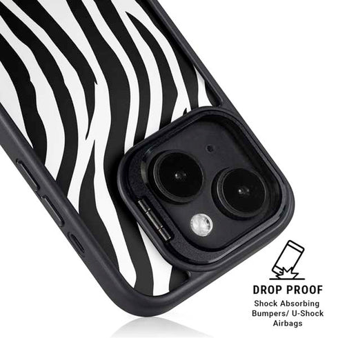 Zebra Print iPhone 15 Kickstand Case