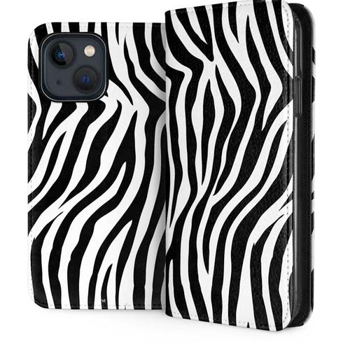 Zebra Print iPhone 15 Plus Folio Case