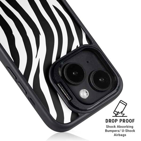 Zebra Print iPhone 15 Plus Kickstand Case