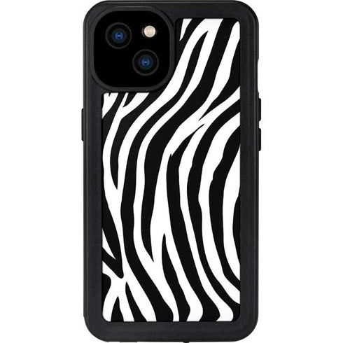Zebra Print iPhone 15 Plus Waterproof Case