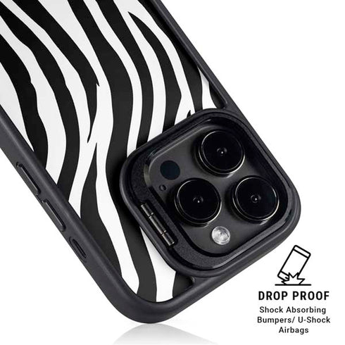 Zebra Print iPhone 15 Pro Kickstand Case
