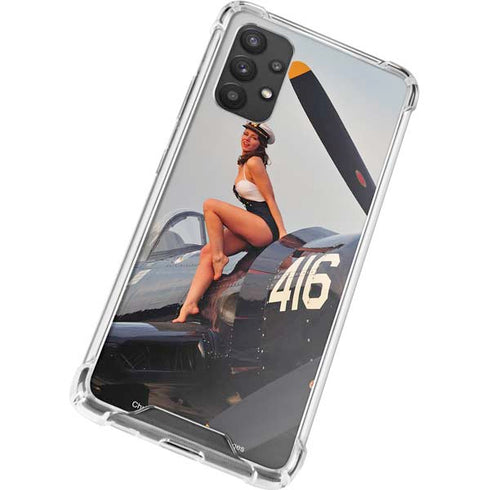 1940s Navy Pin-Up Girl On Corsair Fighter Plane Galaxy A32 5G Clear Case