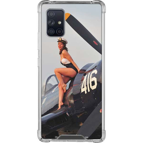 1940s Navy Pin-Up Girl On Corsair Fighter Plane Galaxy A71 5G Clear Case