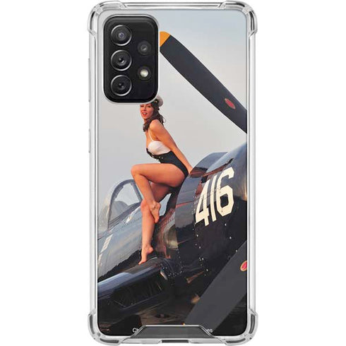 1940s Navy Pin-Up Girl On Corsair Fighter Plane Galaxy A72 5G Clear Case
