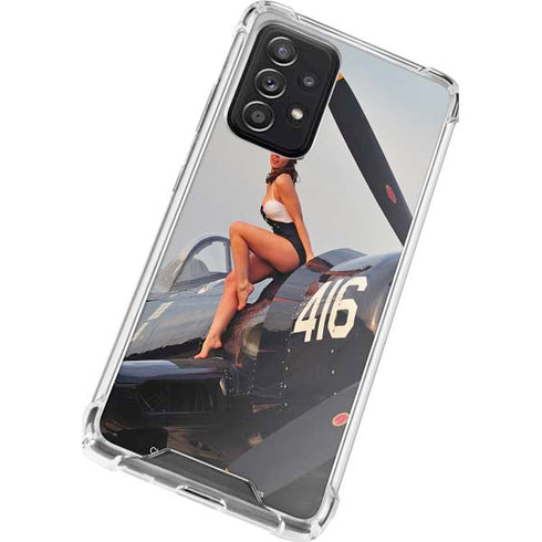 1940s Navy Pin-Up Girl On Corsair Fighter Plane Galaxy A72 5G Clear Case