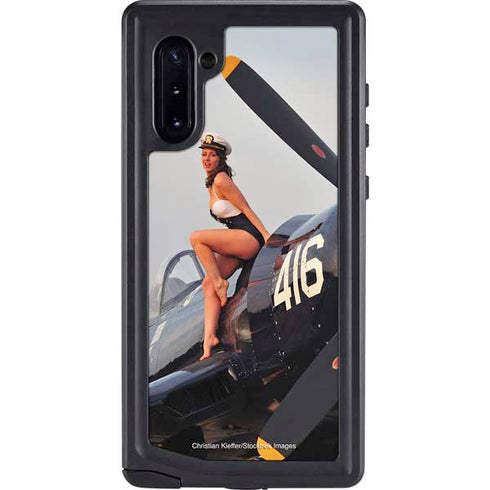 1940s Navy Pin-Up Girl On Corsair Fighter Plane Galaxy Note 10 Waterproof Case
