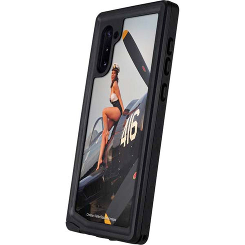 1940s Navy Pin-Up Girl On Corsair Fighter Plane Galaxy Note 10 Waterproof Case